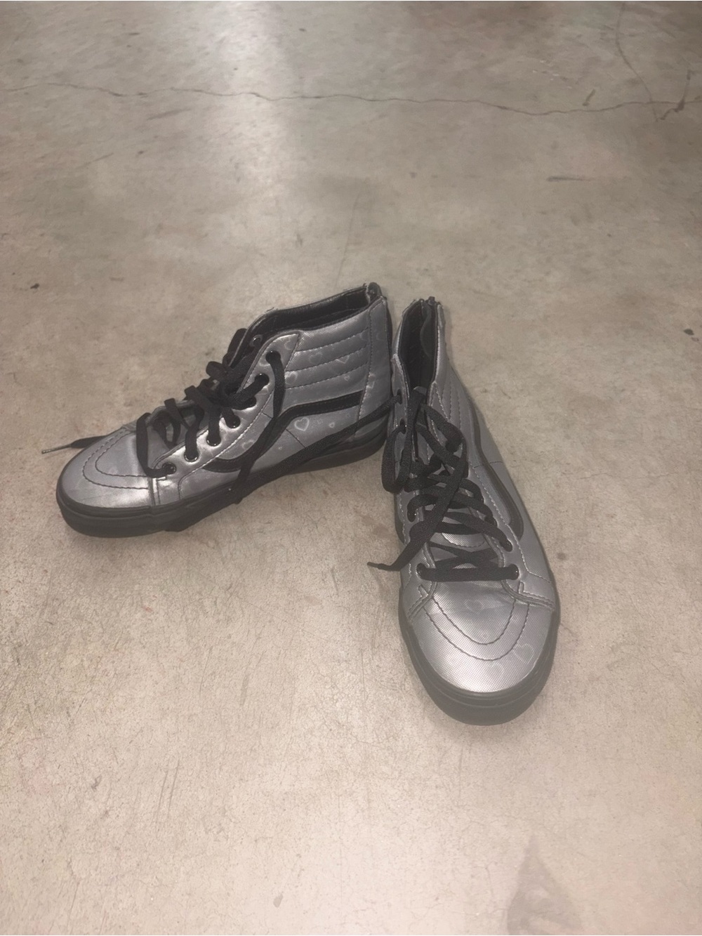 Vans Kids Metallic Silver High-Top Sneakers with Black Accents